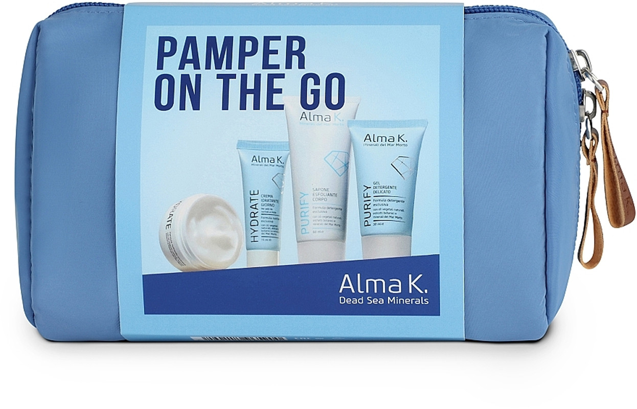 Набор дорожный для лица и тела Pamper On the Go Alma K, (30 мл/15 мл/60 мл/50 мл) 