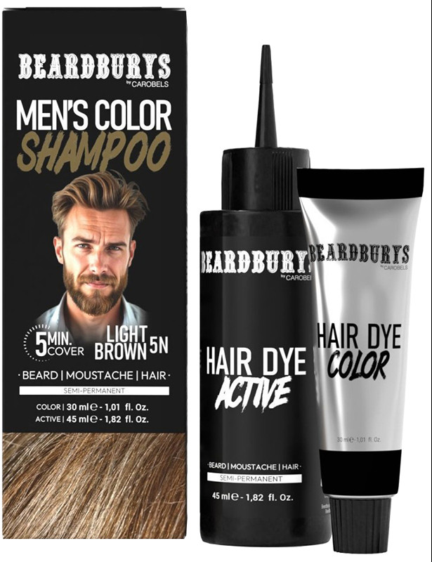 Набор для окрашивания для волос, бороды и усов 5N светло-коричневый NEW Beardburys, (30мл/45мл)