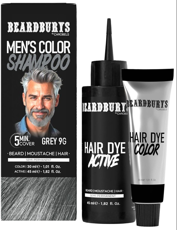 Набор для окрашивания для волос, бороды и усов 9G серый NEW Beardburys, (30мл/45мл)