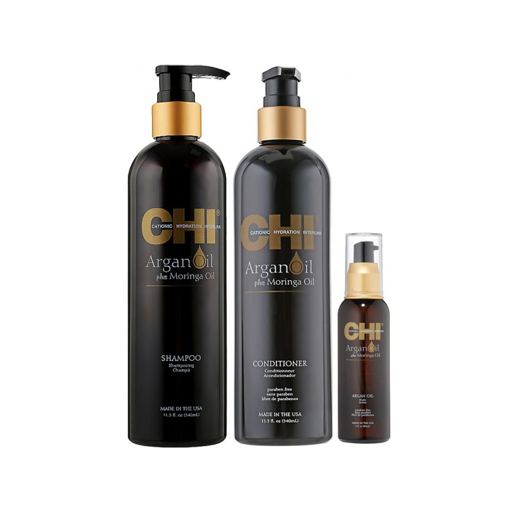 Набор для восстановления волос Argan шампунь 340 мл + кондиционер 340мл + масло 89 мл Chi