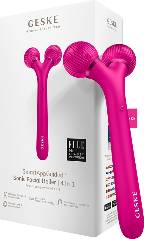 Електронний звуковий ролик для обличчя GESKE Sonic Facial Roller 4 в 1 бузковий