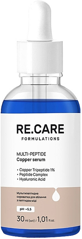 Мультипептидна сироватка для обличчя з пептидом міді Multi-Peptide Copper Serum RECARE, 30 мл на beauty-prof.com Мультипептидна сироватка для обличчя з пептидом міді Multi-Peptide Copper Serum RECARE, 30 мл