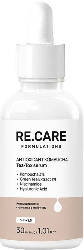 Антиоксидантна сироватка з комбучею Antioxidant Kombucha Tea-Tox Serum RECARE, 30 мл Фото 2