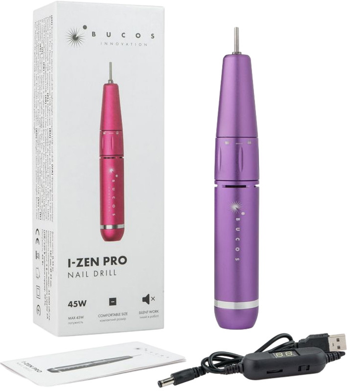 Фрезер для маникюра Bucos I-Zen Pro Nail Drill (45W/35000 оборотов), лавандовый