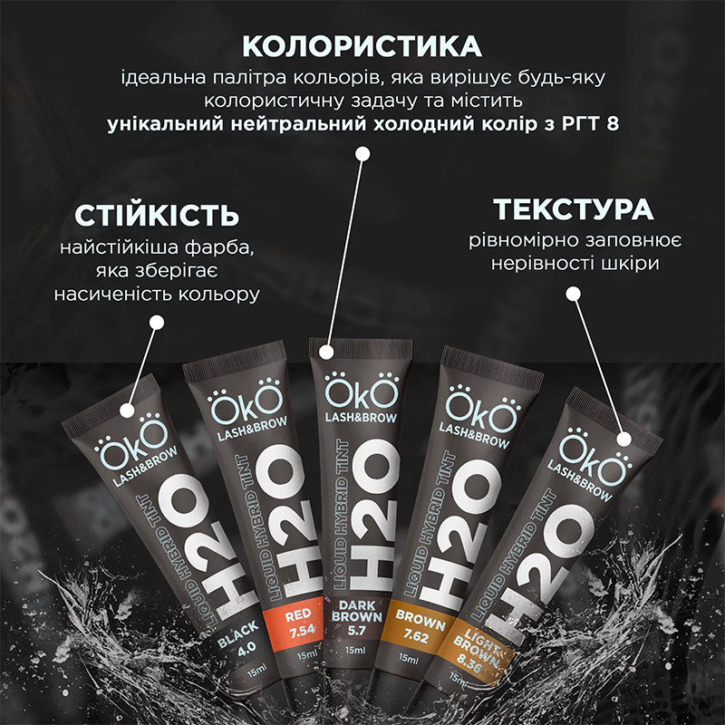 Краска для бровей и ресниц Liquid Hybrid Tint H2O Red 7.54 OKO, 15 мл Фото 4