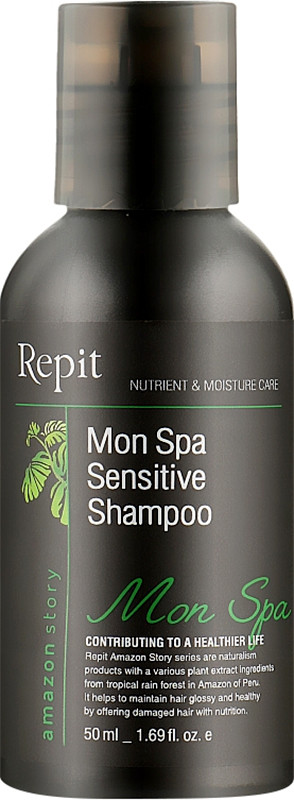 Шампунь Sensitive для чувствительной кожи головы Repit Amazon Story MonSpa Repit, 50 мл