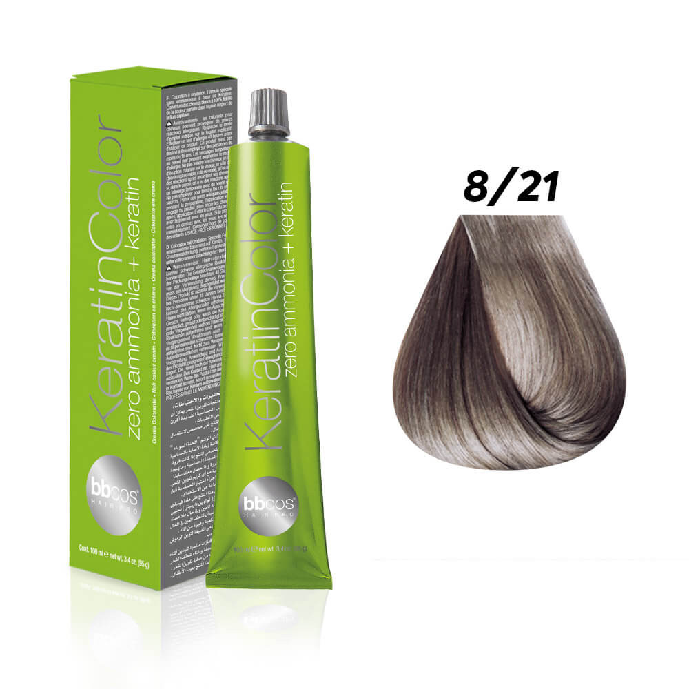 Краска для волос 8.21 блондин светло-пепельный фиолетовый Keratin Color на beauty-prof.com Краска для волос 8.21 блондин светло-пепельный фиолетовый Keratin Color