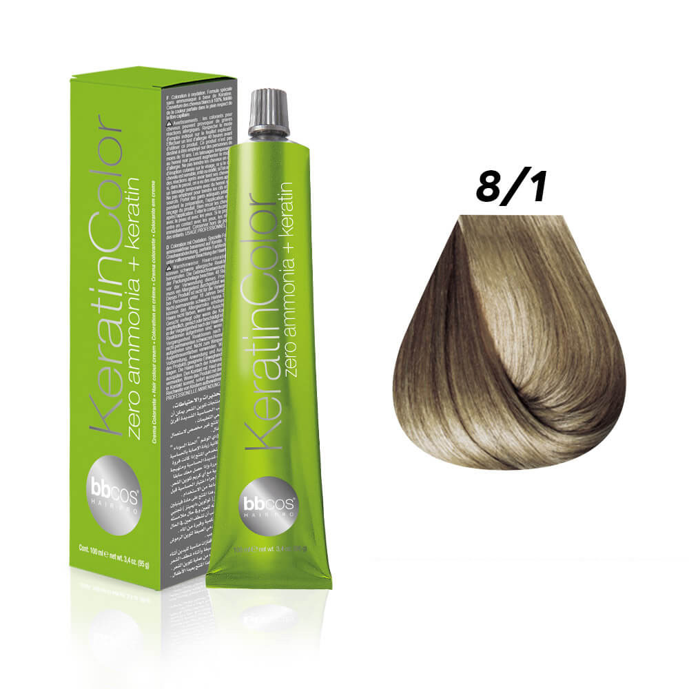 Краска для волос 8.1 блондин светло-пепельный Keratin Color