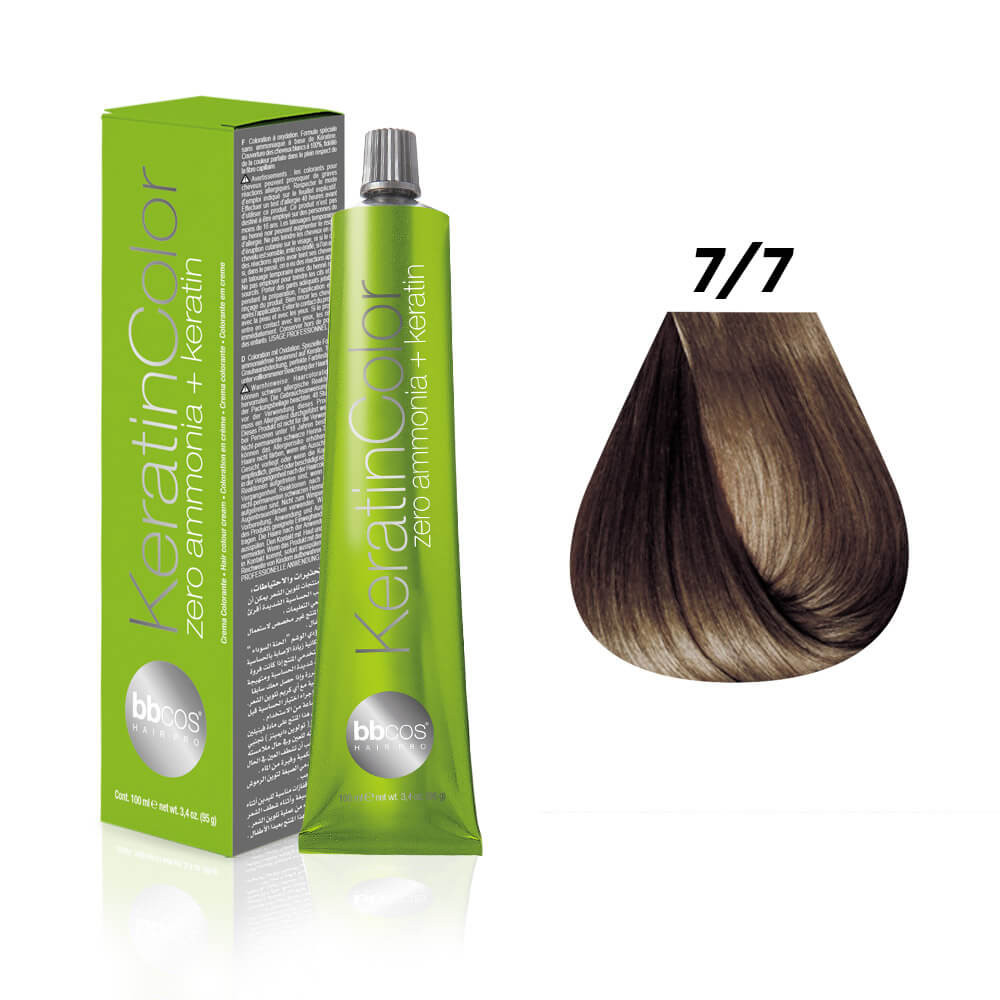 Фарба для волосся 7.7 блондин бежевий Keratin Color