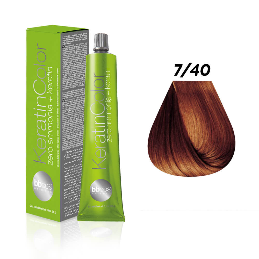 Краска для волос 7.40 медный интенсивный Keratin Color 