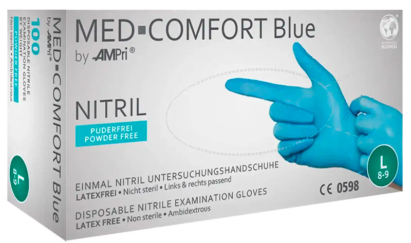 Рукавички нітрилові неопудрені синій металік L EpidermProtect Med-Comfort, 100 шт
