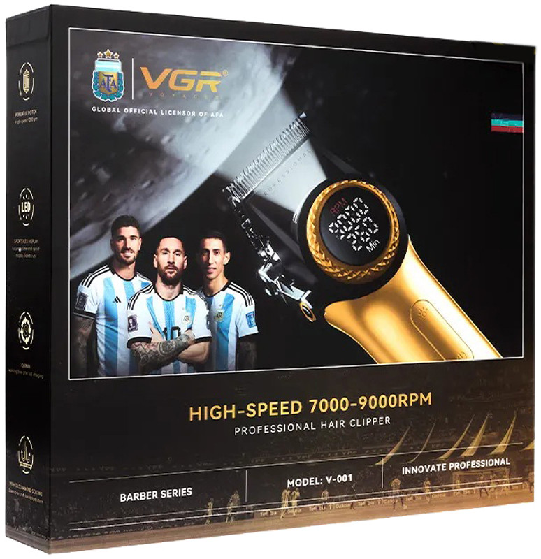 Машинка для стрижки акумуляторна (10 насадок) Clipper VGR V-001 GOLD VGR  Фото 4 