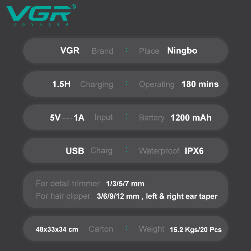 Набор для стрижки (19 насадок) 8 в 1 V-103 VGR  Фото 5 