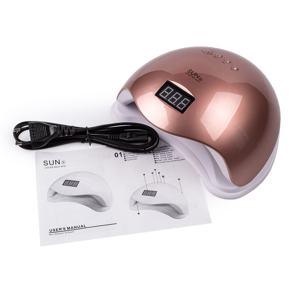Лампа LED/UV SUN-5 гибридная (с дисплеем) розовый бронз, 48 Вт BP