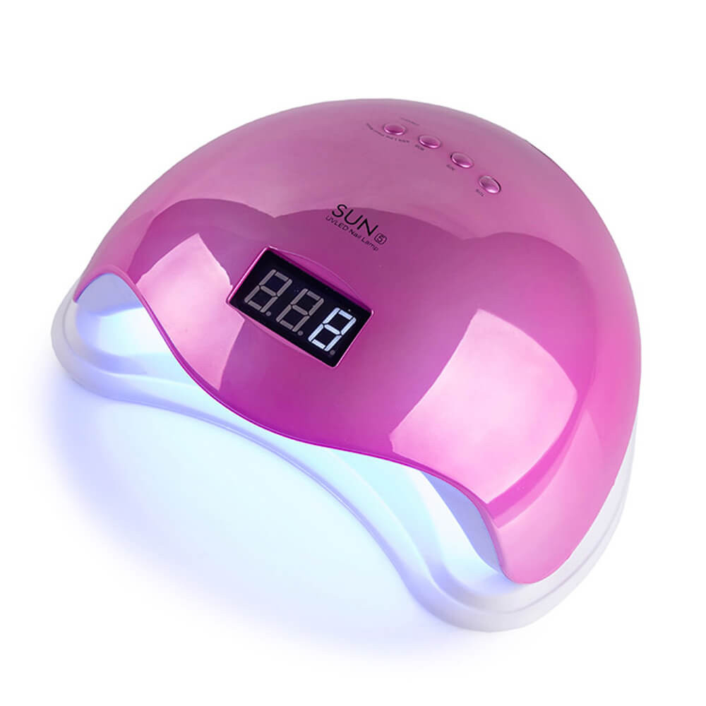 Лампа LED/UV SUN-5 гибридная (с дисплеем) зеркально-розовая, 48 Вт BP