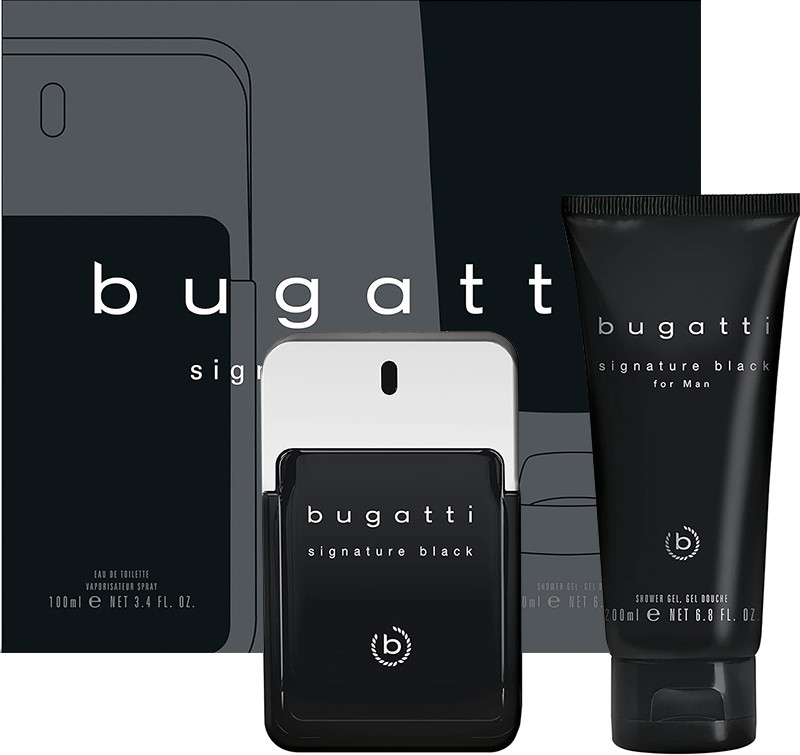 Парфумерний набір для чоловіків Bugatti (туалетна вода для чоловіків Signature Black 100 мл + г/душу 200 мл) 