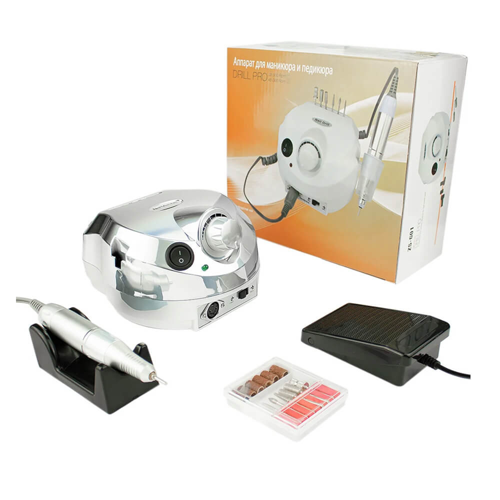 Фрезер для маникюра ZS-601 45000 об/мин. 65W Nail Drill, зеркально-серебряный  Фото 5 