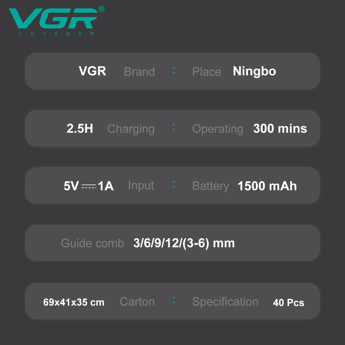 Набір для стрижки (9 насадок) 5 в 1 V-111 VGR  Фото 6 