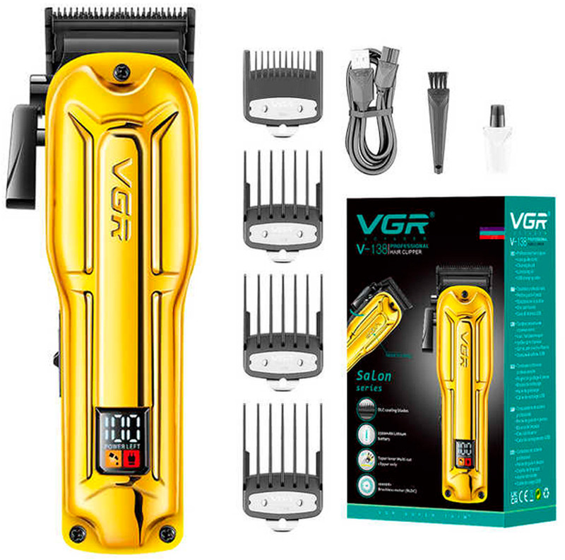 Машинка для стрижки акумуляторна (4 насадки) Clipper V-138 GOLD VGR  Фото 2 