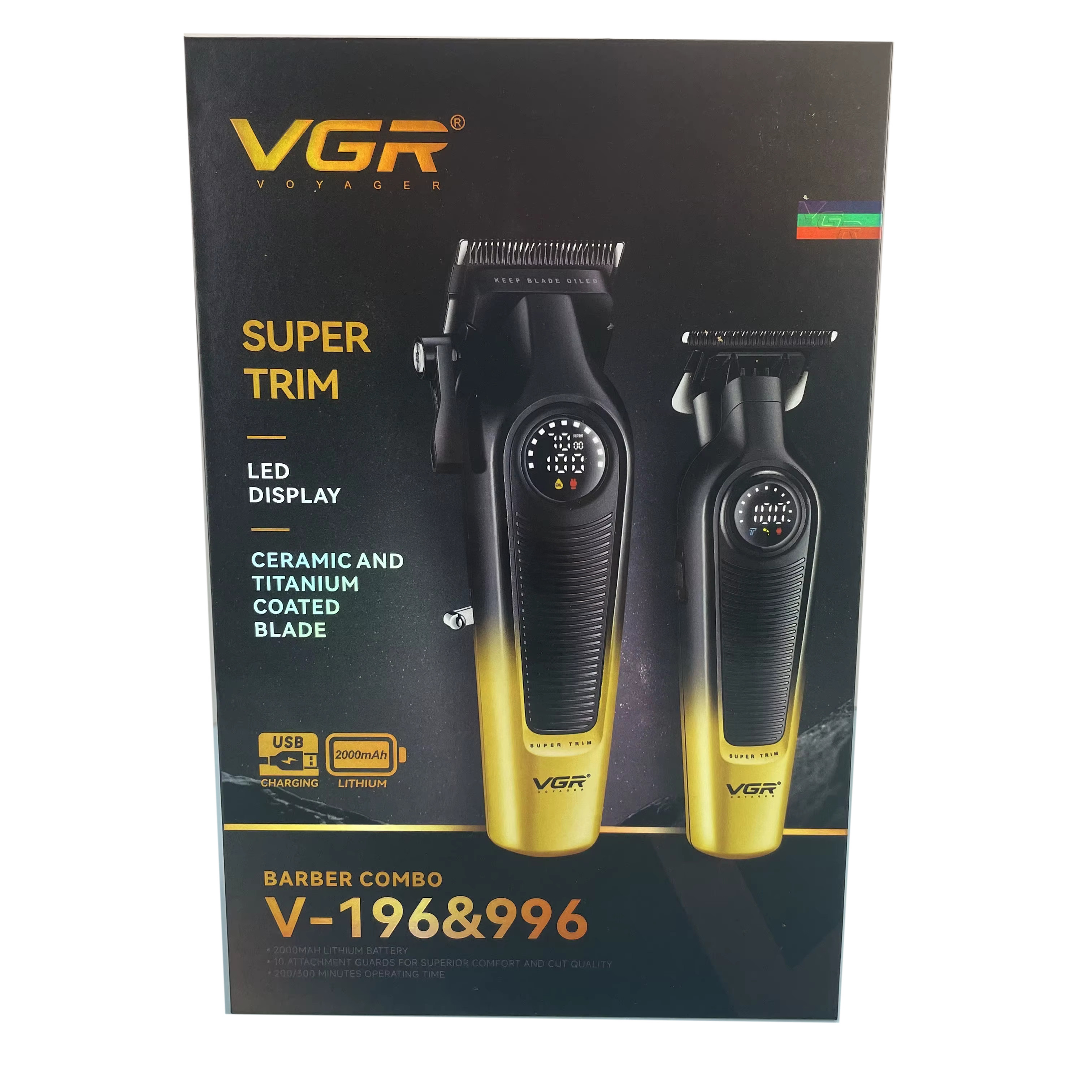 Набір акумуляторна машинка для стрижки та триммер 2 в 1 V-196&996 GOLD VGR  Фото 2 