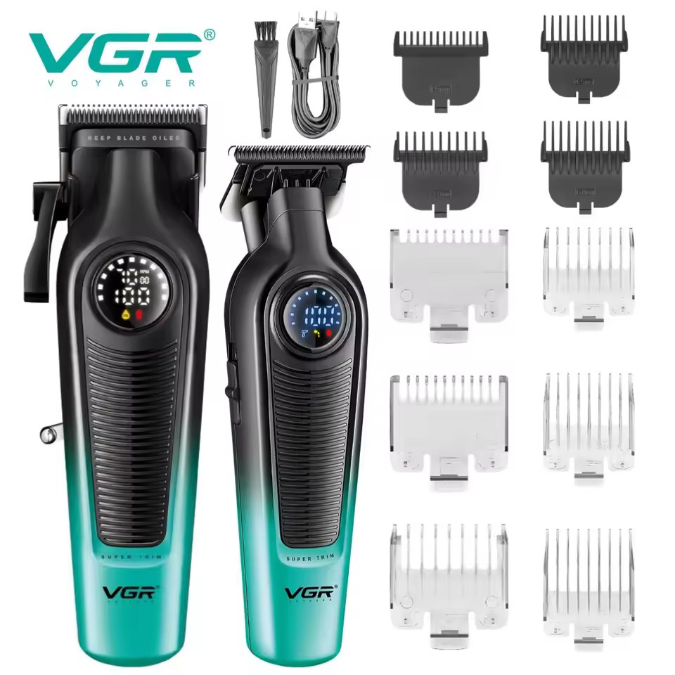 Набор машинка для стрижки аккумуляторная и триммер 2 в 1 V-196&996 GREEN VGR