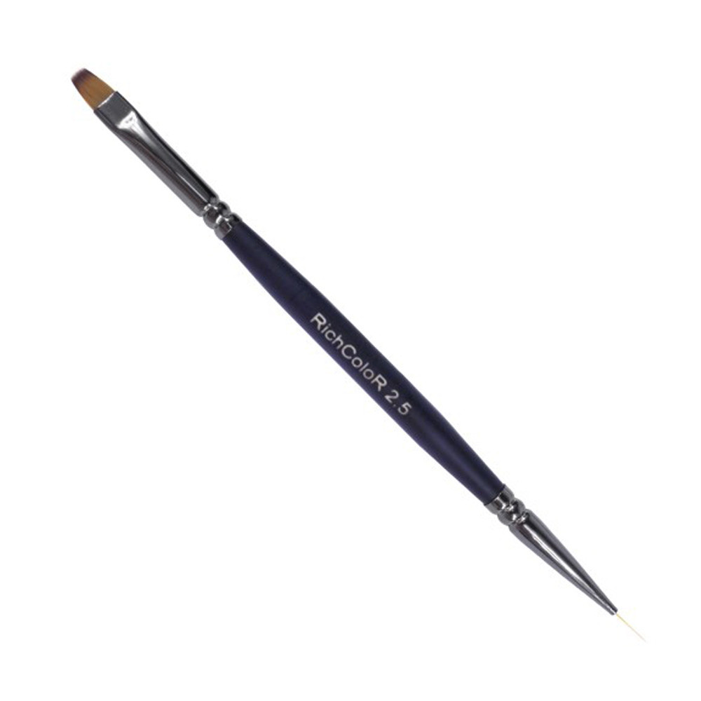Кисть двухсторонняя для геля № 2.5 Richcolor, овальная, лайнер