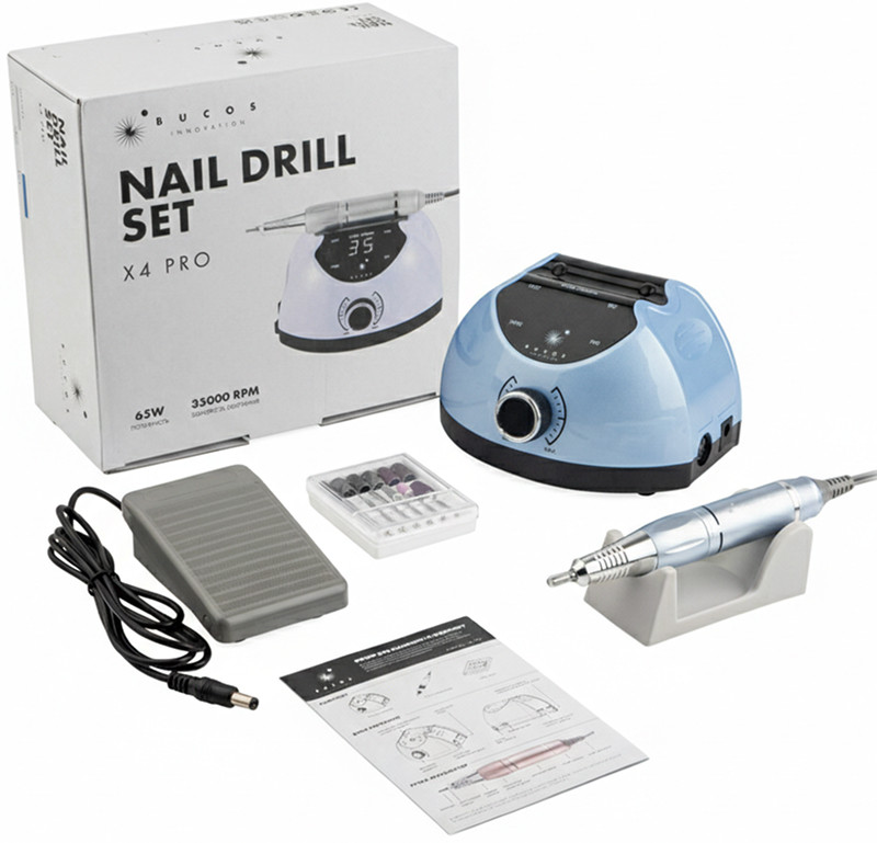 Фрезер для манікюру 65W/35000 об. BUCOS Nail Drill X4 PRO BLUE OCEAN Фото 6