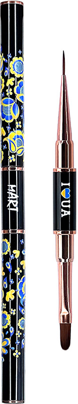 Кисточка I LOVЕ UA двухсторонняя гель овал/лайнер Mart, 11 мм