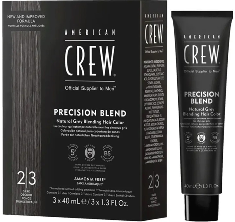 Система маскировки седины уровень 2-3 уровень Precision Blend American Crew, 3x40 мл