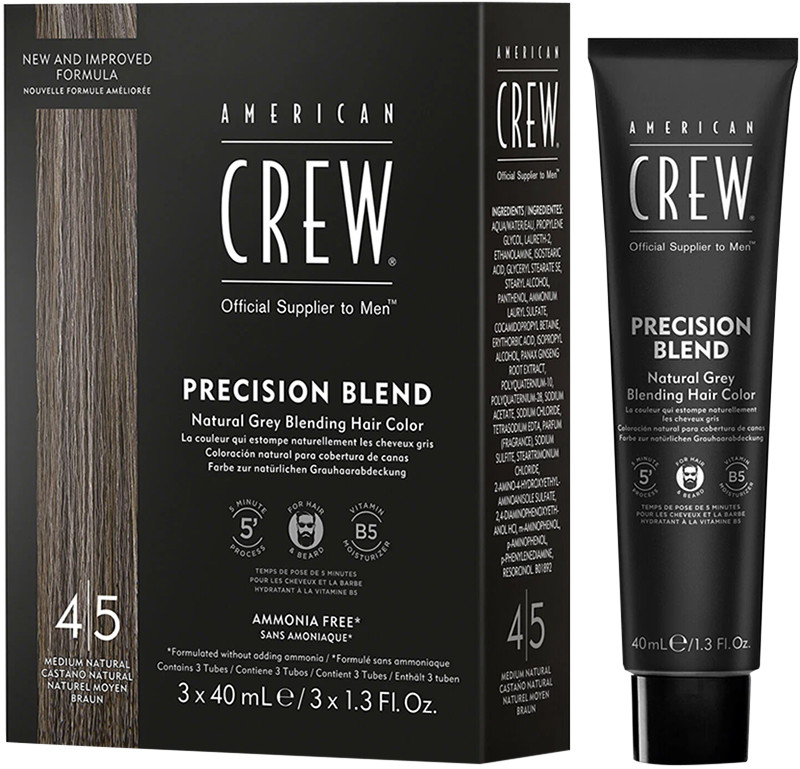 Система маскировки седины уровень 4-5 уровень Precision Blend American Crew, 3x40 мл