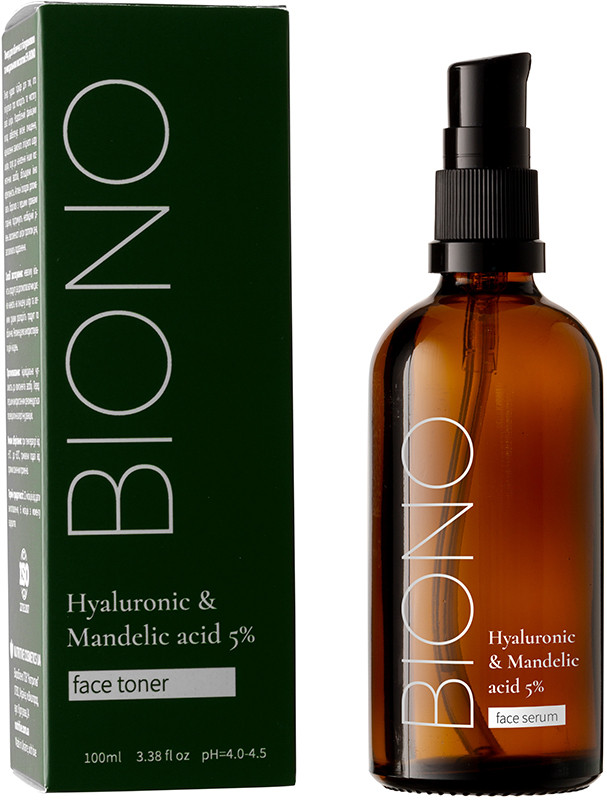Тонер для обличчя з гіалуроновою та мигдальною кислотою 5% "Hyaluronic & Mandelic Acid" Biono, 100 мл на beauty-prof.com Фото 2 Тонер для обличчя з гіалуроновою та мигдальною кислотою 5% "Hyaluronic & Mandelic Acid" Biono, 100 мл Фото 2