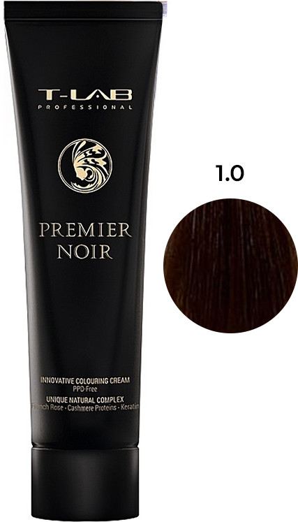 Крем-краска для волос 1.0 черный натуральный PREMIER NOIR T-LAB Professional, 100 мл