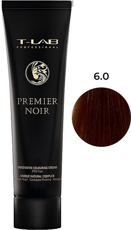 Крем-краска для волос 6.0 темный натуральный блонд PREMIER NOIR T-LAB Professional, 100 мл