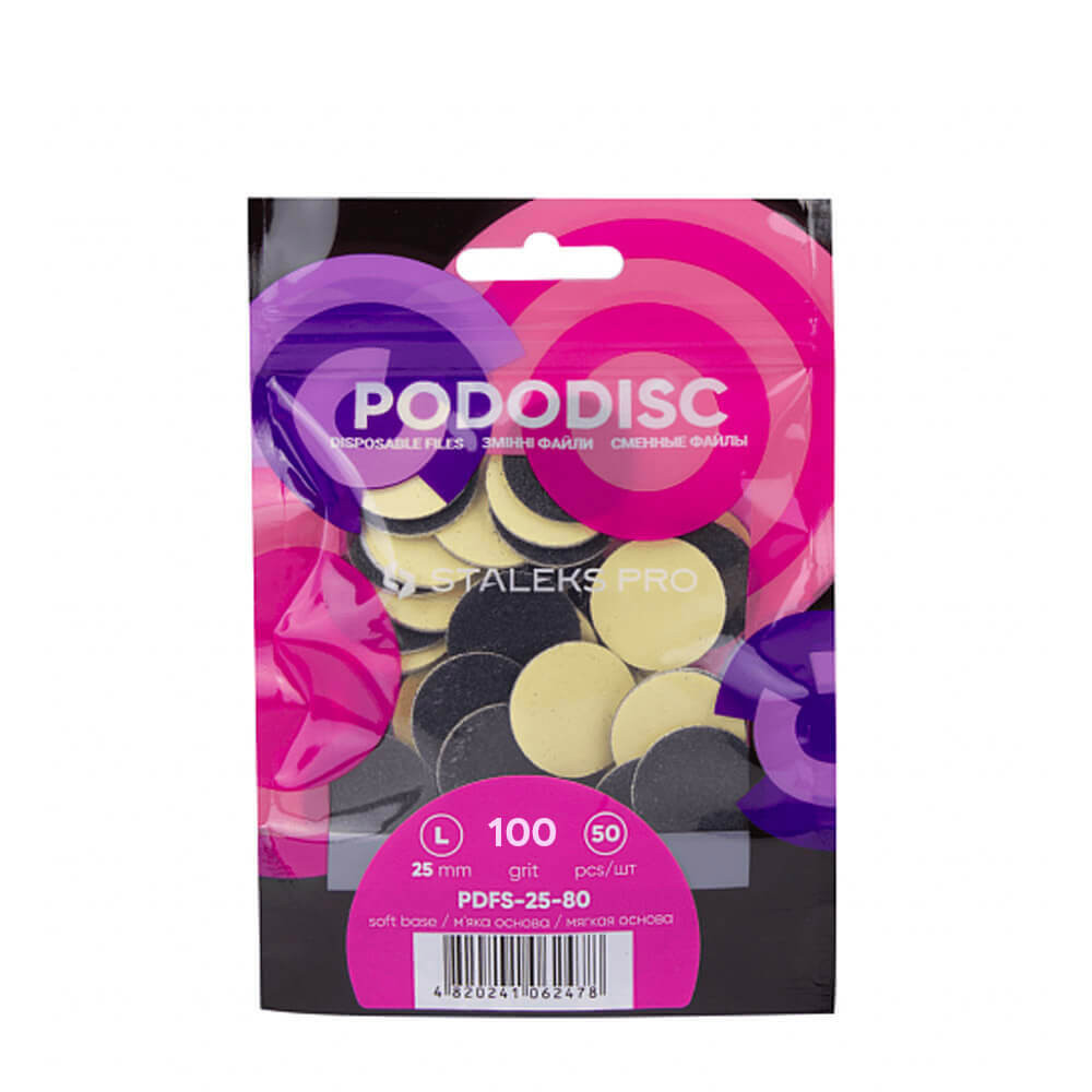 Змінні файли на м'якій основі для манікюрного диску Pododisc L 100 грит Staleks Pro, 50 шт