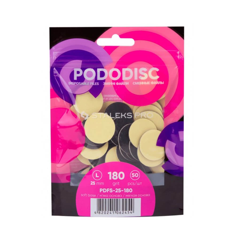 Змінні файли на м'якій основі для манікюрного диску Pododisc L 180 грит Staleks Pro, 50 шт