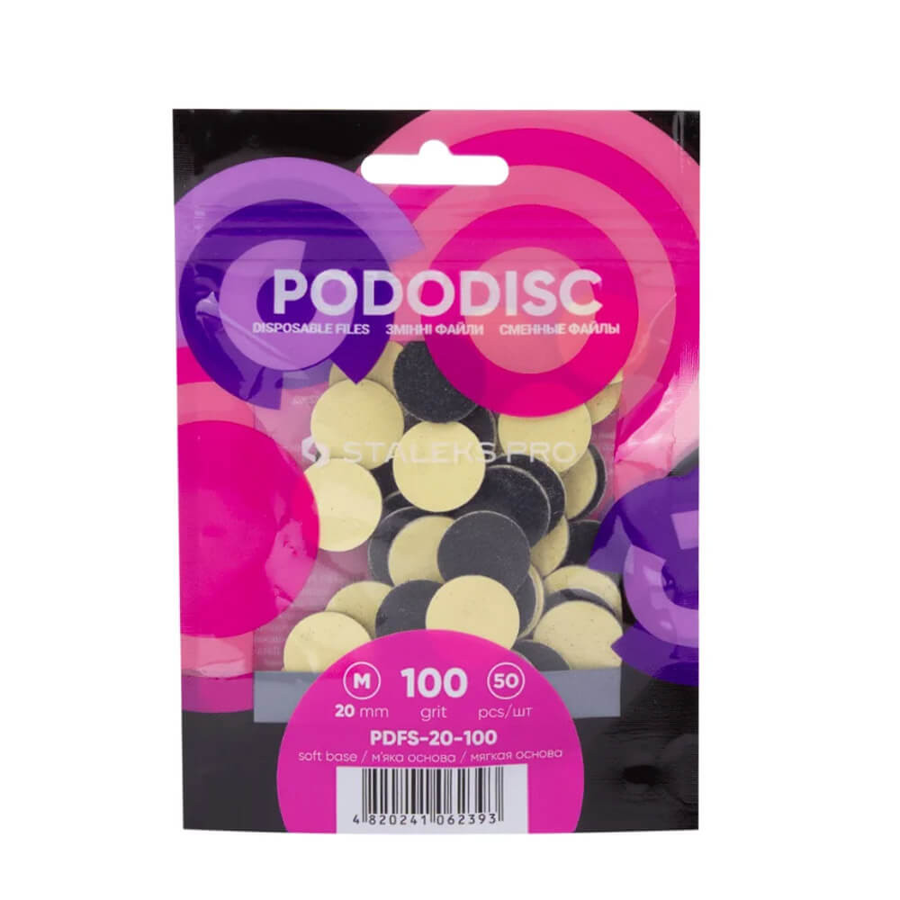 Змінні файли на м'якій основі для манікюрного диску Pododisc M 100 грит Staleks Pro, 50 шт