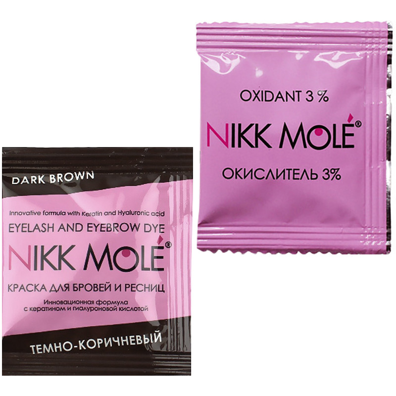 Краска для бровей и ресниц + окислитель коричневый Nikk Mole