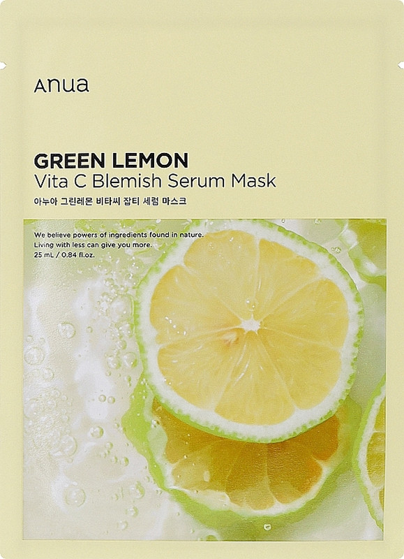 Маска тканевая осветляющая для лица Green Lemon Vita C Blemish Serum Mask ANUA, 25 мл