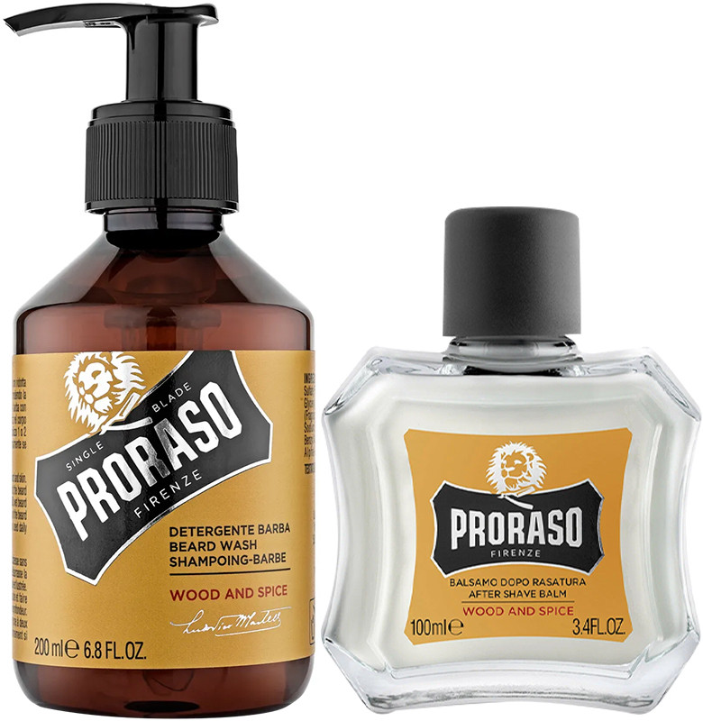 Набор для ухода за бородой подарочный Balm&Shampoo Wood&Spice Proraso, (200млХ100мл)  Фото 2 
