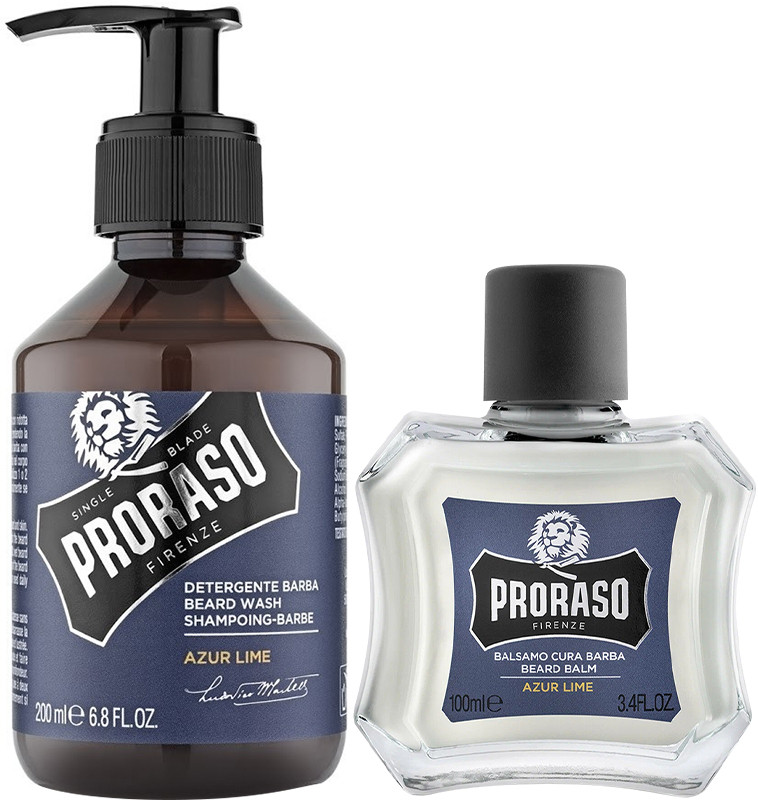 Набор для ухода за бородой подарочный Balm&Shampoo Azur&Lime Proraso, (200млХ100мл)  Фото 2 