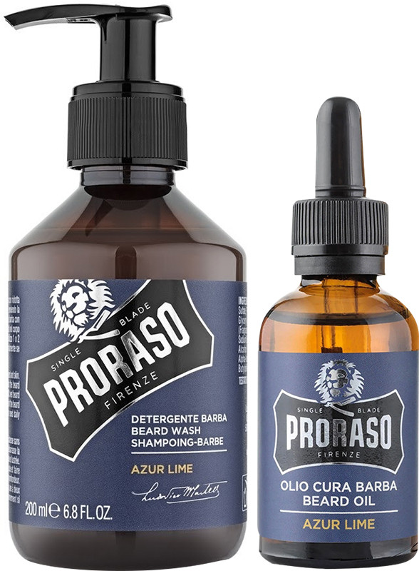 Набор для ухода за бородой подарочный Oil&Shampoo Azur&Lime Proraso, (200млX30мл)  Фото 2 