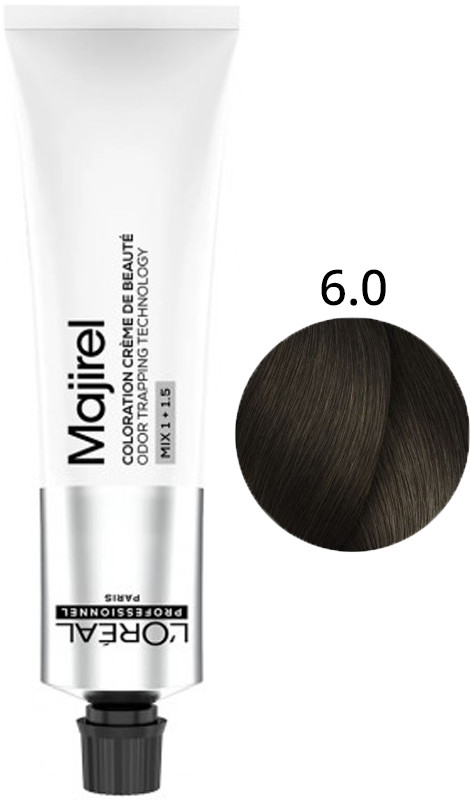 Крем-краска для волос стойкая 6.0 Majirel L’Oreal Professionnel, 60 мл