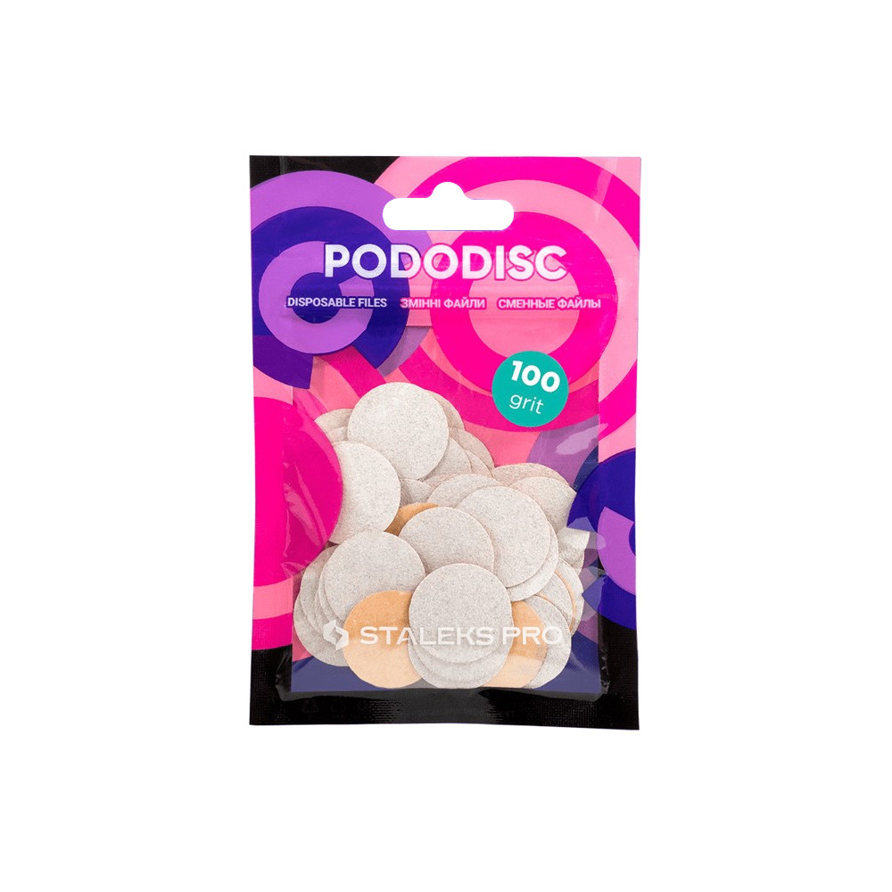 Сменные файлы белые на мягкой основе для педикюрного диска Pododisc Staleks Pro M 100 грит (50 шт)