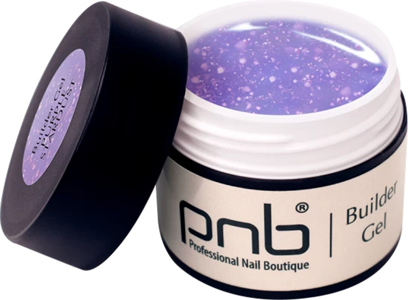 Гель моделирующий пурпурная звездная пыль Builder Gel PNB, Purple Stardust PNB,5 мл