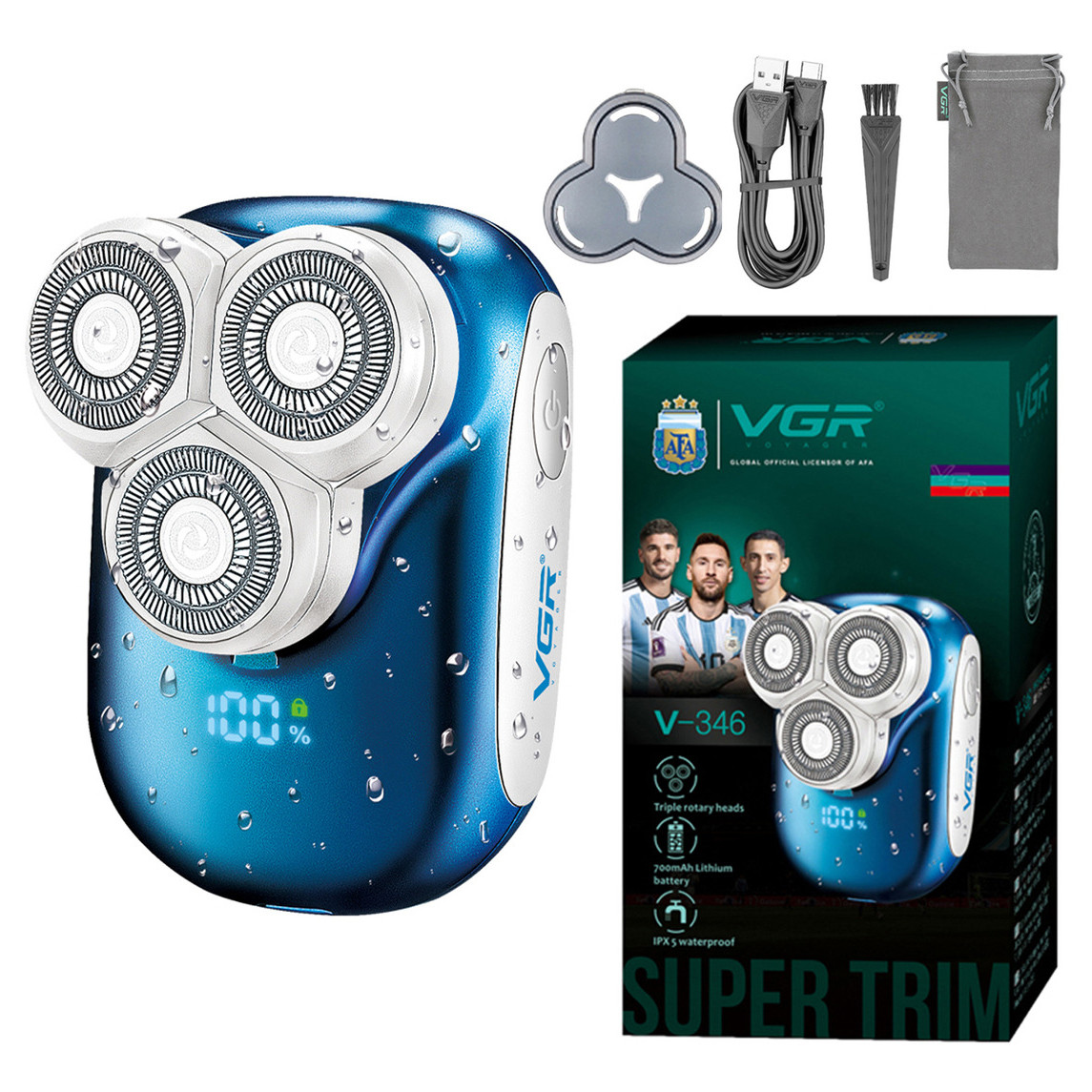 Електробритва роторна V-346 BLUE IPX5 VGR