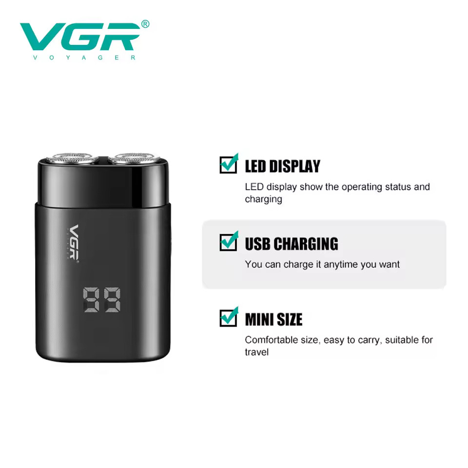 Электробритва роторная V-347 BLACK IPX7 VGR Фото 3
