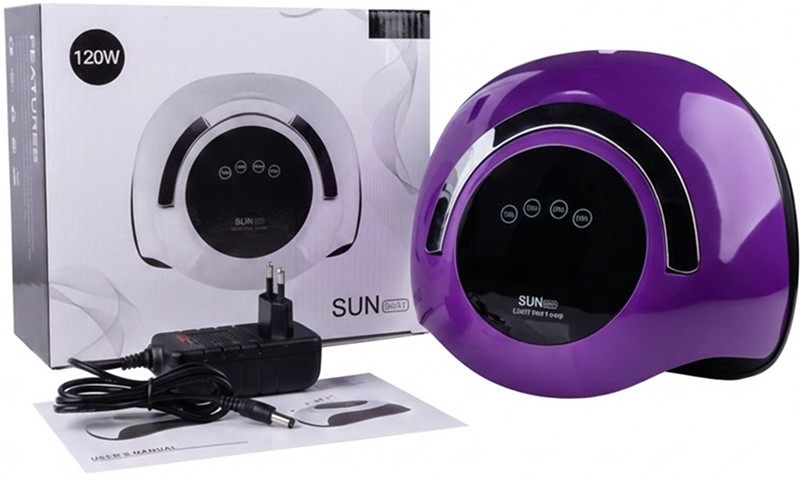 Лампа LED/UV SUN BQ-5T З РУЧКОЮ гібридна (з дисплеєм) фіолетова, 120 Вт  Фото 5 