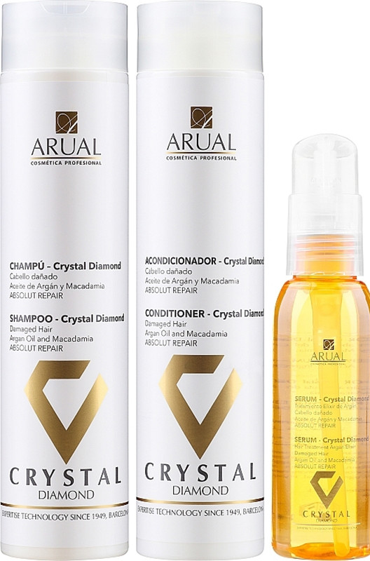 Набір для відновлення волосся Crystal Diamond Arual (shm/250ml + cond/250ml + ser/100ml)  Фото 2 