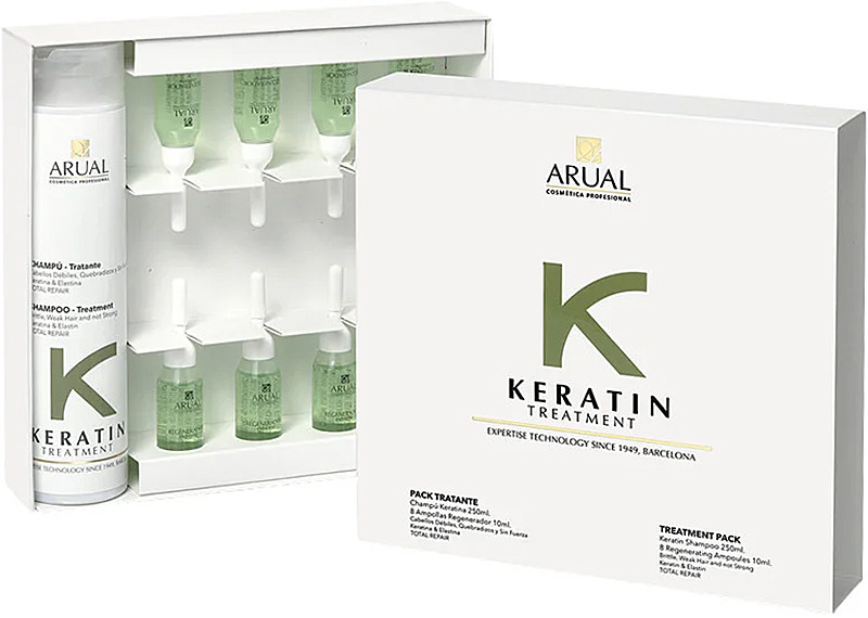 Набор для укрепления и роста волос Keratin (sch/250 ml, ampoules/8x10 ml) Arual