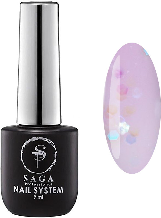 База для гель-лака Light Base 03 камуфлирующая (с пайетками) Saga Professional, 9 мл